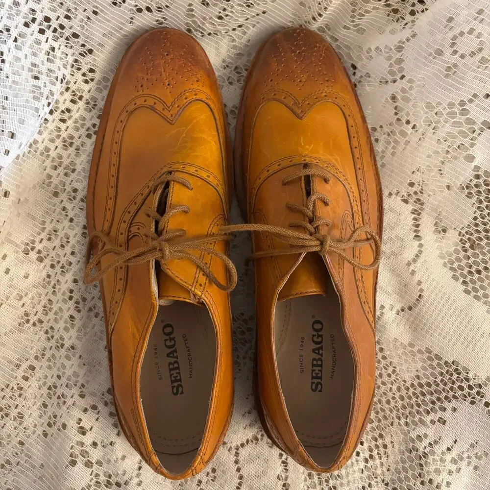 Sebago Brattle Men's US 11 D Tan Leather Oxford Shoes